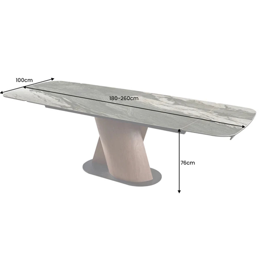 Masa dining extensibila gri-grej 180-260 cm Elements