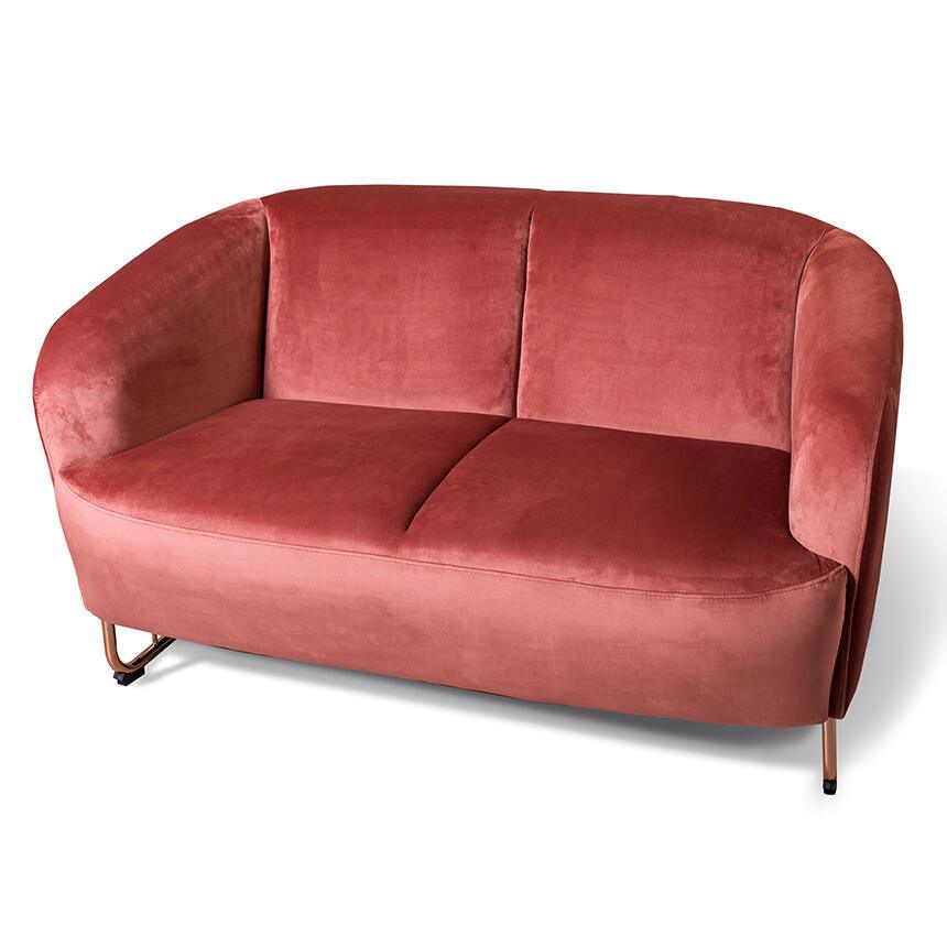 Canapea roz din catifea si otel Fam