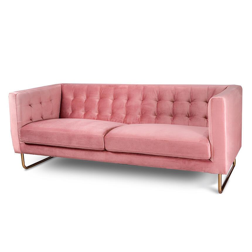 Canapea roz pentru 3 persoane din catifea Meno