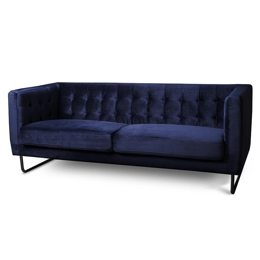 Canapea pentru 3 persoane din catifea dark blue Meno