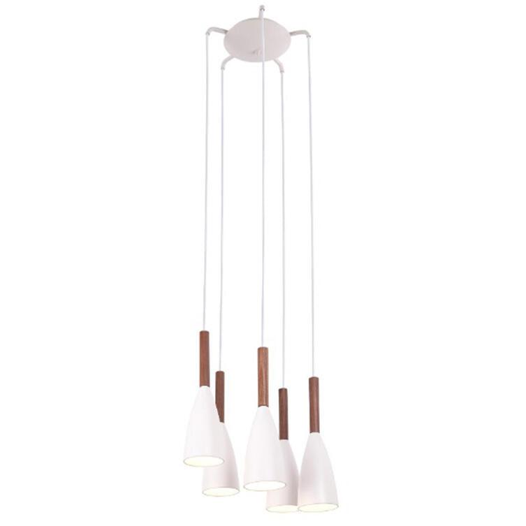 Lustra alba din metal si lemn Soft Maxlight
