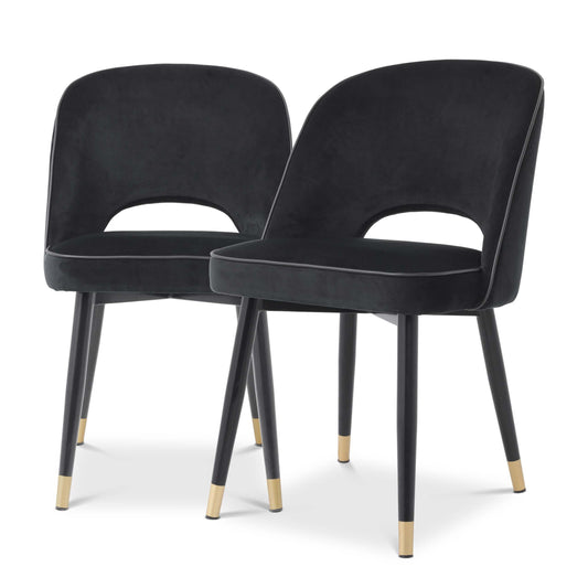 Set de 2 scaune dining negre Cliff Eichholtz