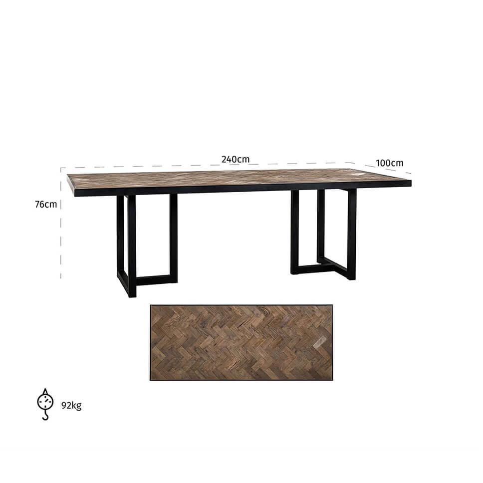 Masa din lemn si metal 100x240 Herringbone Richmond Interiors