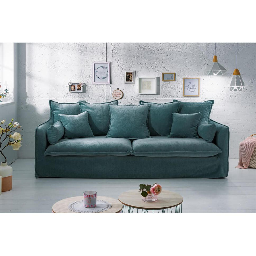 Canapea albastra din catifea Heaven Invicta Interior