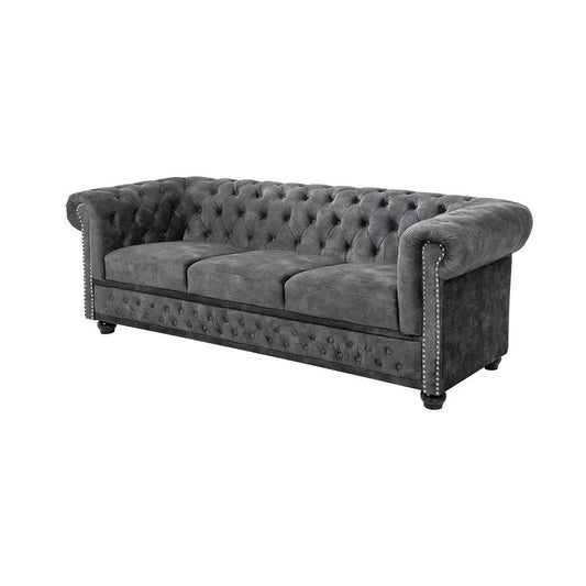 Canapea gri din catifea Chesterfield Invicta Interior1