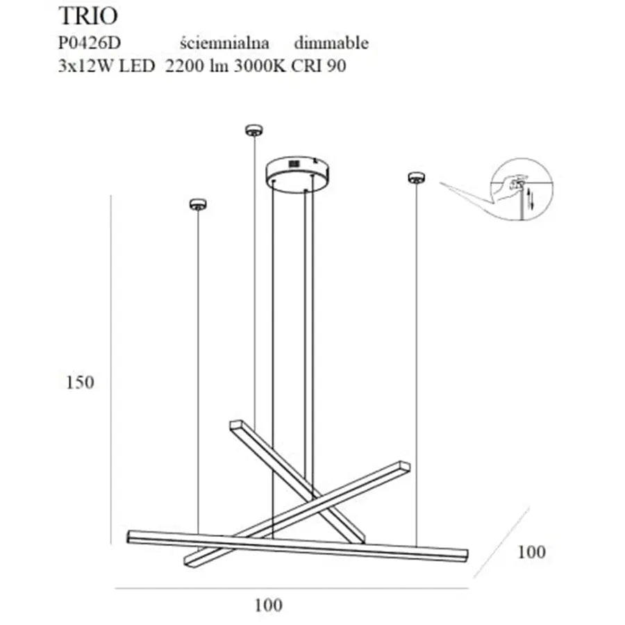 Candelabru dimabil gold din inox Trio Maxlight - Poetic Store