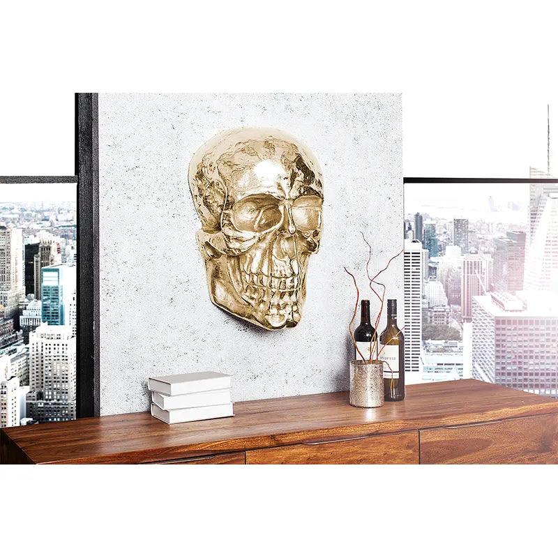 Decoratiune gold de perete Skull Invicta Interior - Poetic Store