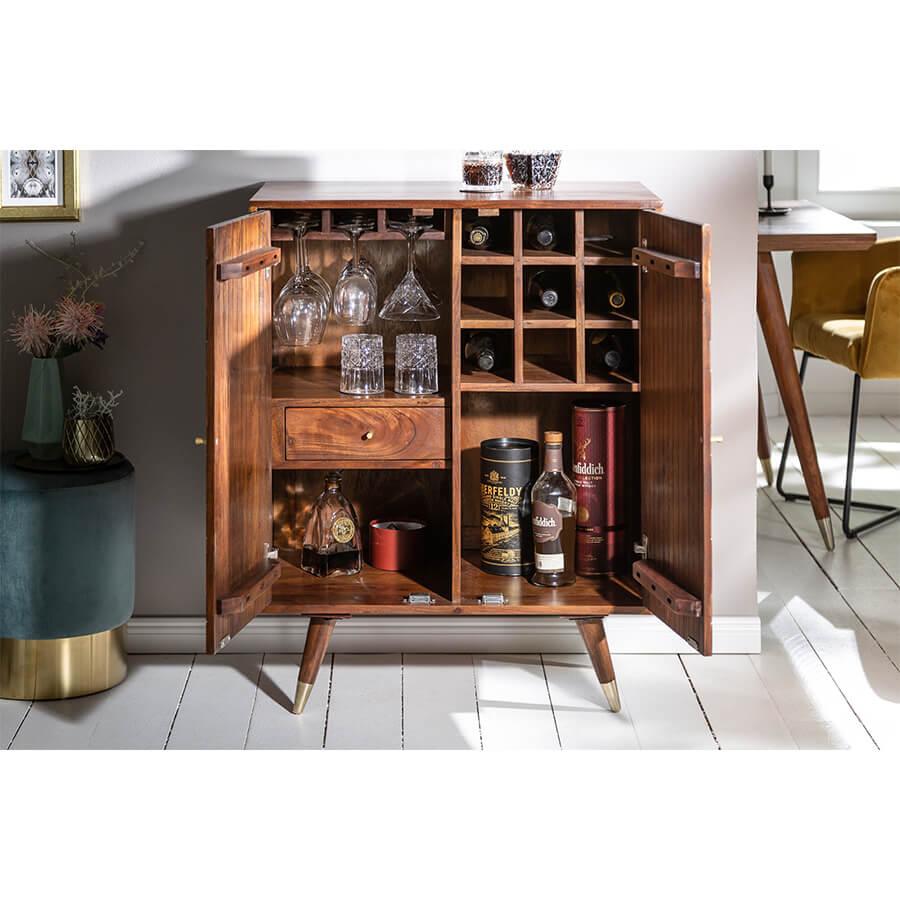 Dulapior bar maro din lemn Mystic 75 Invicta Interior4