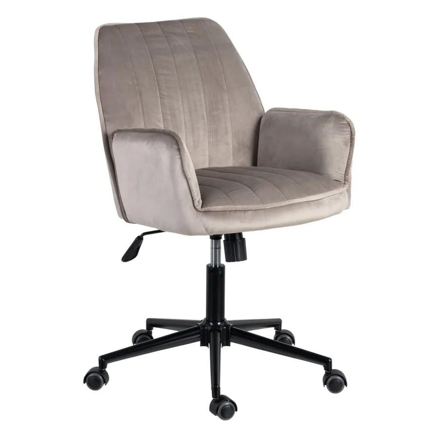 Scaun grej de birou din catifea Wheel Ixia1