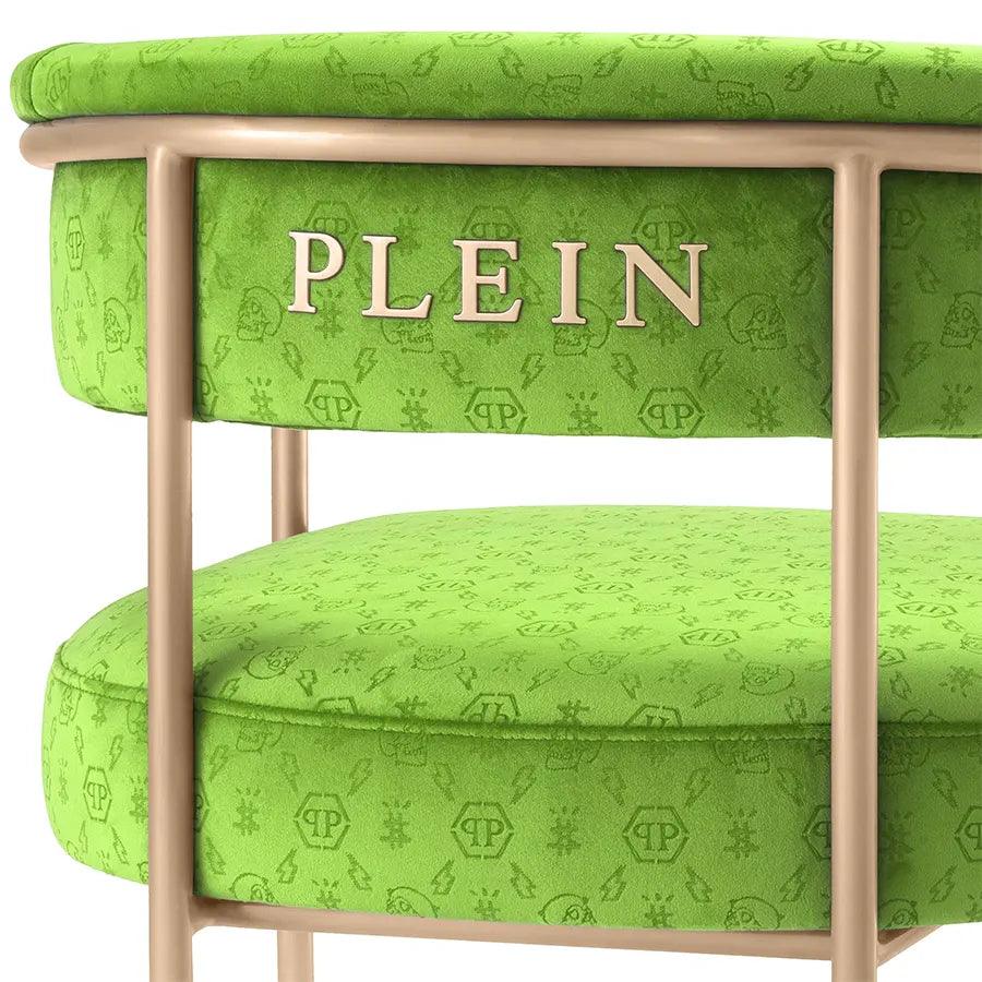 Scaun dining verde din catifea Monogram Philipp Plein - Poetic Store