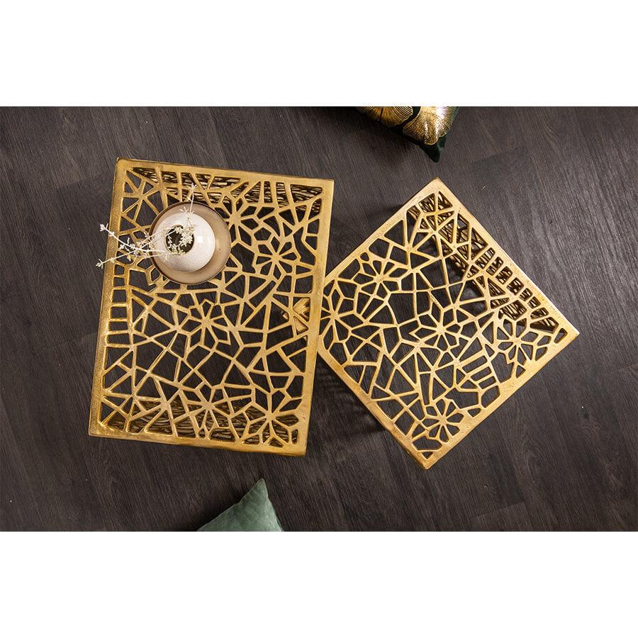 Set de 2 masute gold din metal Abstract Invicta Interior4