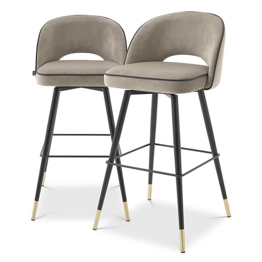 Set de 2 scaune de bar grej Long Cliff Eichholtz1