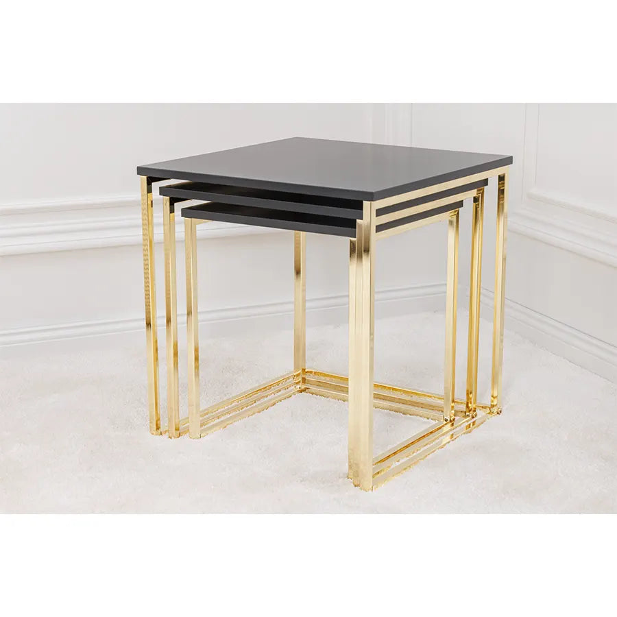 Set de 3 masute antracit gold Elements Invicta Interior - Poetic Store