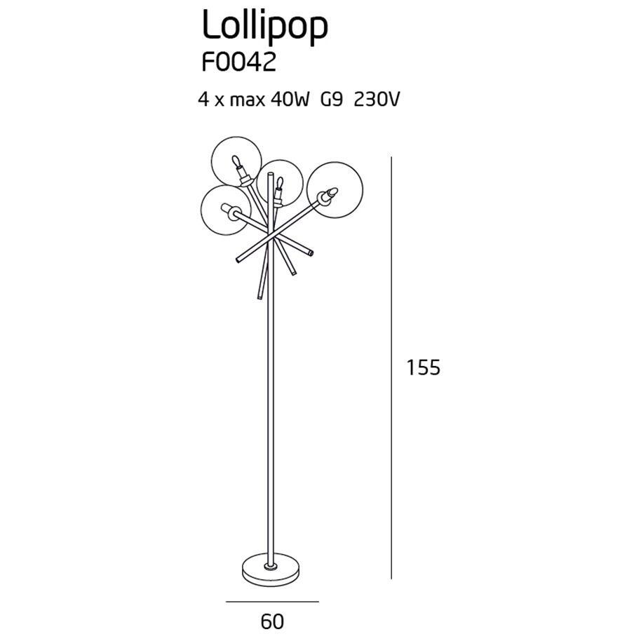 Lampadar gold din metal si sticla Lollipop