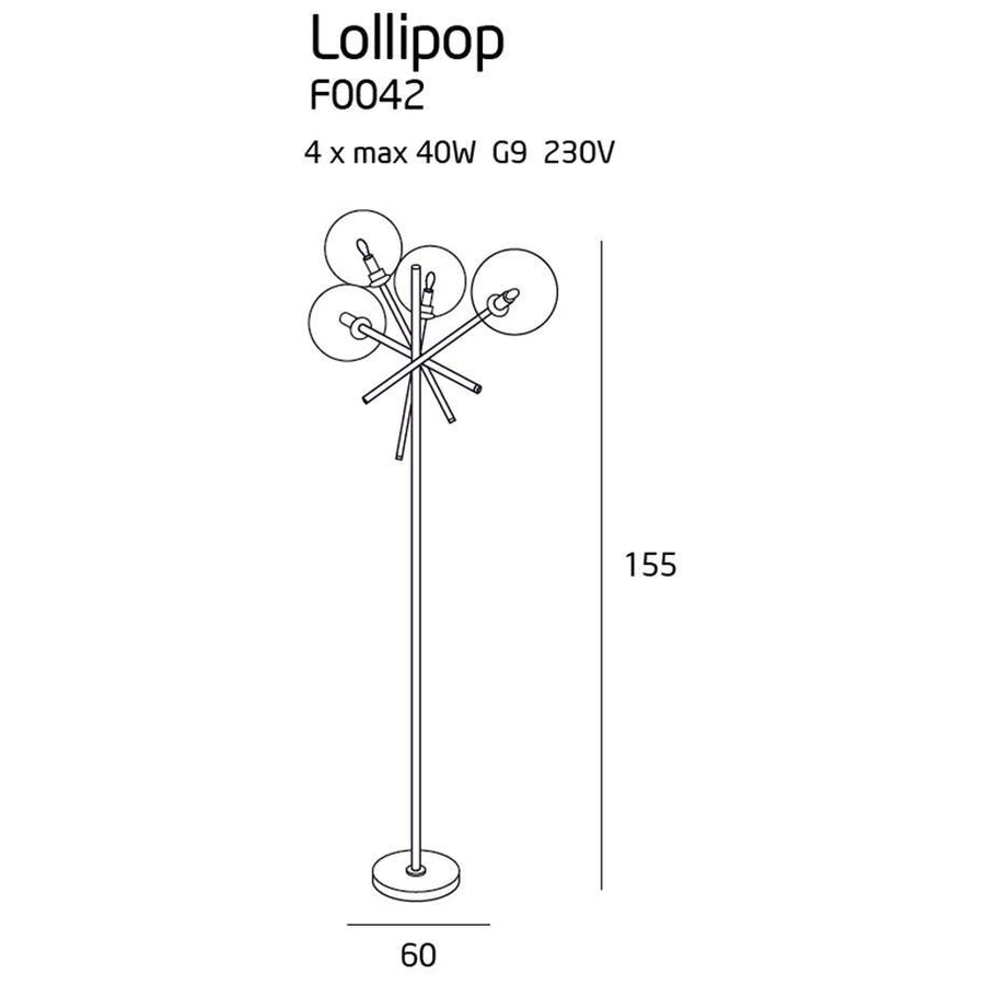 Lampadar gold din metal si sticla Lollipop