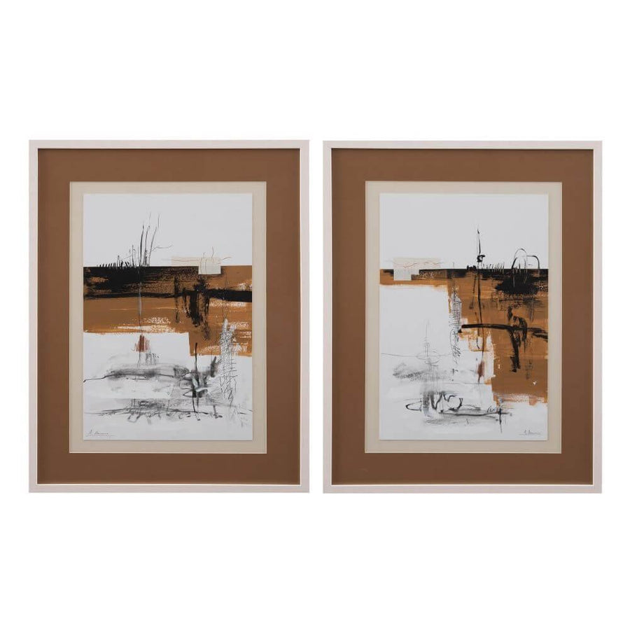 Set de 2 tablouri cu rama din lemn Denzzo
