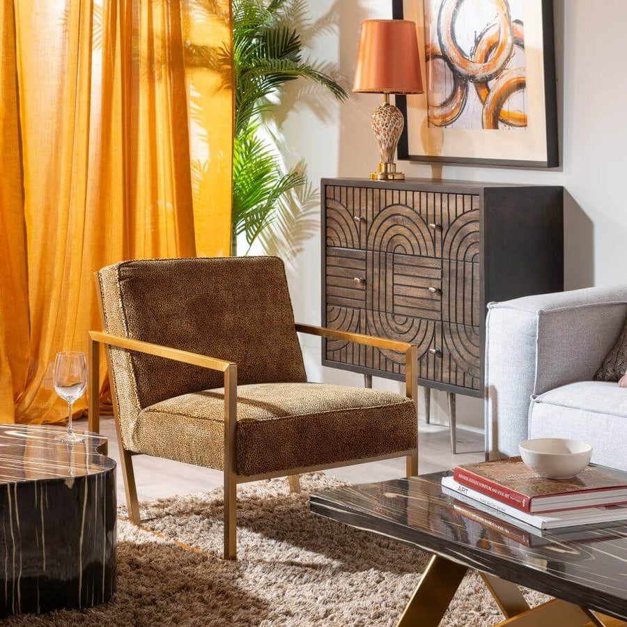 Fotoliu gold din textil si inox Leopardo L Denzzo