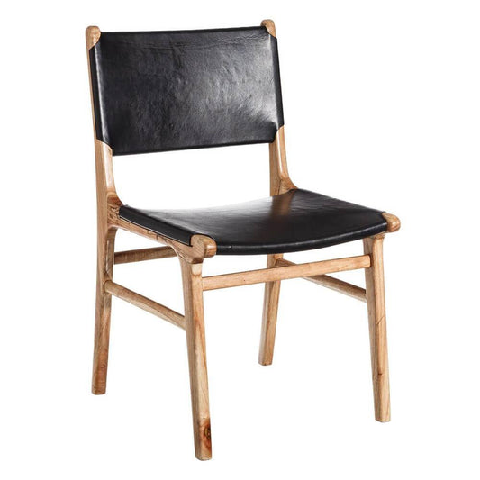 Scaun dining negru din piele Natural Denzzo