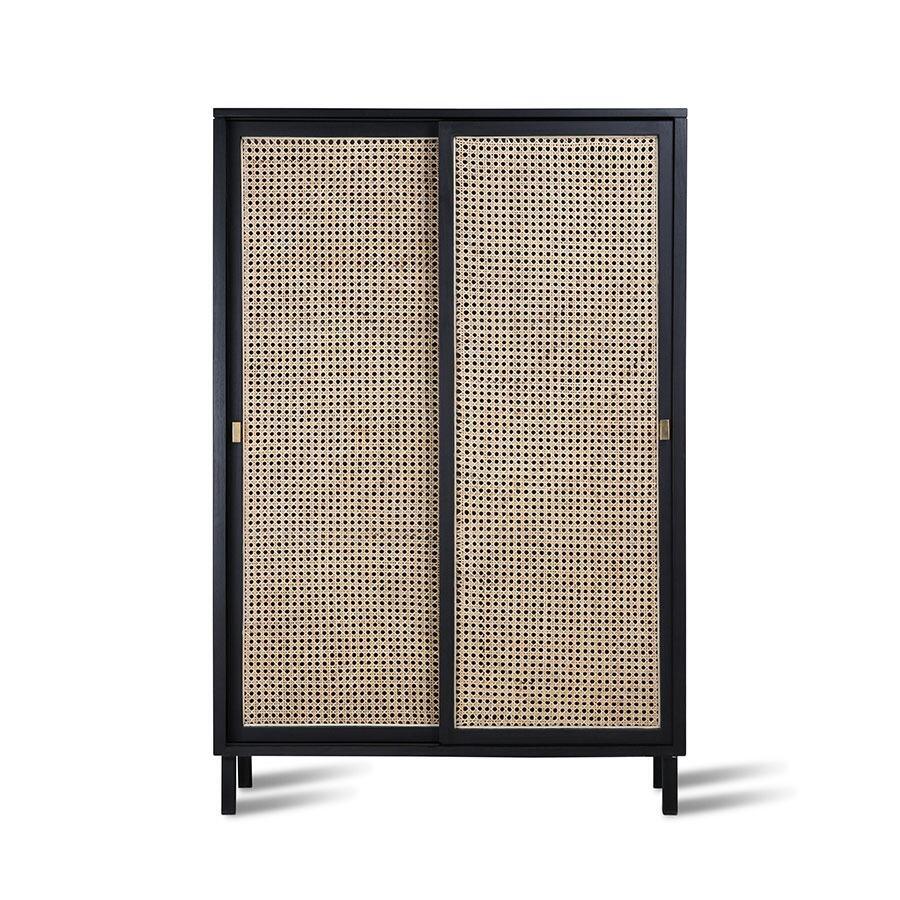 Dulap negru maro din lemn si trestie de zahar 140 cm HK Living