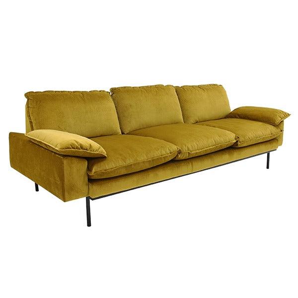 Canapea din catifea aurie pentru 3 persoane Retro HK Living